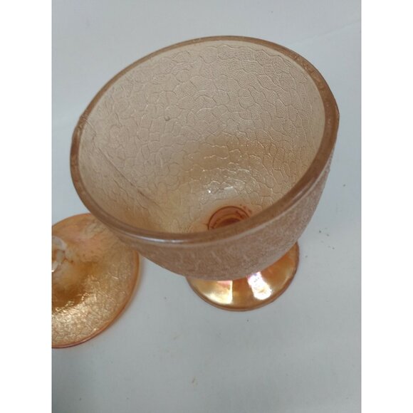 Jeannette Marigold Crackle Textured Candy Compote Jar - Lidded 1930's - Picture 4 of 9